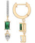 ფოტო #1 პროდუქტის Lab-Grown Emerald (1/2 ct. t.w.), Lab-Grown White Sapphire (7/8 ct. t.w.) & Diamond (1/20 ct. t.w.) Dangle Huggie Hoop Earrings in 14k Gold-Plated Sterling Silver