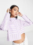 Topshop stripe poplin cropped shirt in lilac