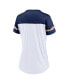 ფოტო #4 პროდუქტის Women's White Denver Broncos Dueling Slant V-Neck Lace-Up T-shirt