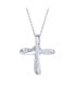 ფოტო #2 პროდუქტის Bridal Simple Religious Simulated White Pearl Infinity Cross Necklace Pendant For Women Wedding Teen .925 Sterling Silver