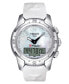 ფოტო #1 პროდუქტის Women's Digital T-Touch II Titanium Lady Diamond (1/2 ct. t.w.) White Leather Strap Watch 43mm