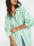 ASOS DESIGN oversized dad shirt in apple green stripe