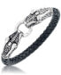 ფოტო #1 პროდუქტის Men's Dragon Head Leather Bracelet in Stainless Steel