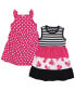 ფოტო #1 პროდუქტის Big Girls Cotton Dresses, Pink Black Roses