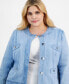 Plus Size Jewel-Neck Button-Front Jacket