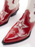 Stradivarius pattern western boot in red and ecru