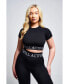 ფოტო #3 პროდუქტის Women's Avra Panel Recycled Seamless Crop Top - Black