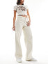 Фото #3 товара JDY high waist wide leg jeans with front pleat in ecru