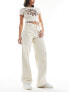 Фото #5 товара JDY high waist wide leg jeans with front pleat in ecru