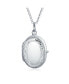 Etched Leaf Scroll Holds Two Memory Photo Picture Oval Locket For Women .925 Sterling Silver Pendant Necklace