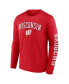 Фото #3 товара Men's Red Wisconsin Badgers Distressed Arch Over Logo Long Sleeve T-shirt