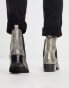 Фото #4 товара Walk London dalston cuban heeled chelsea boots with in gold snake leather