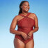 Фото #1 товара Women's Ring Crossover Ruched Full Coverage One Piece Swimsuit - Kona Sol Red XL