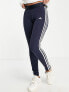 adidas Training Essential 3 stripe leggings in navy