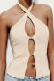 Fitted halter top with buckles