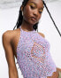 Фото #1 товара ASOS DESIGN crochet halter neck crop top in space dye yarn