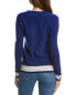Kier+J Tie Neck Wool & Cashmere-Blend Sweater Women's Blue S