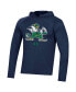 Фото #3 товара Men's Navy Notre Dame Fighting Irish School Logo Raglan Long Sleeve Hoodie Performance T-shirt