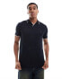 French Connection trophy tipped neck polo in navy