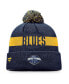 Фото #2 товара Men's Navy St. Louis Blues Fundamental Patch Cuffed Knit Hat with Pom