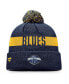 ფოტო #2 პროდუქტის Men's Navy St. Louis Blues Fundamental Patch Cuffed Knit Hat with Pom