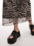 Фото #3 товара Topshop Curve mesh grunge lace top zebra print midi skirt in pink and black