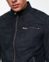 Jack & Jones Essentials biker jacket in faux suede black