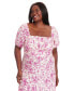 Фото #3 товара Plus Size Printed Puff-Sleeve Maxi Dress