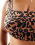 ASOS DESIGN Curve Adrienne crop bikini top in oversized animal