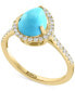 ფოტო #1 პროდუქტის EFFY® Turquoise & Diamond (1/4 ct. t.w.) Halo Ring in 14k Gold