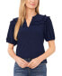 ფოტო #1 პროდუქტის Women's Solid Ruffled Yoke Split Neck Knit Top