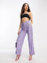 Фото #4 товара ASOS DESIGN Petite straight sequin ankle grazer trousers in purple