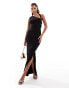 ASOS DESIGN one shoulder maxi dress with cut out back detail in black Черный, 36 - фото #1