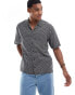 Threadbare short sleeve printed revere collar shirt in black