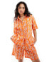 Sixth June co-ord printed linen shirt in orange Оранжевый, L - 40 - фото #2