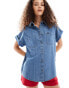 Lee short sleeve loose fit denim shirt in blue