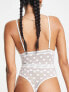 Topshop wren spot mesh lace trim body in white