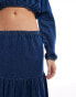 Фото #4 товара ASOS DESIGN denim prairie skirt in mid blue