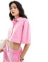 Фото #1 товара ASOS DESIGN cropped shirt with linen in washed pink co-ord