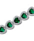ფოტო #4 პროდუქტის Cubic Zirconia Green Glass Heart Halo Link Bracelet
