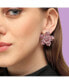 ფოტო #4 პროდუქტის Women's Pink Embellished Flower Stud Earrings