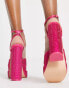 Public Desire Wide Fit Moonchild double platform rhinestone shoes in pink