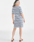Фото #4 товара Women's Printed Boat-Neck Elbow Sleeve Dress, Created for Macy's