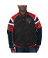 ფოტო #1 პროდუქტის Men's Black Houston Texans Faux Suede Raglan Full-Zip Varsity Jacket