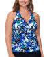 Фото #3 товара Plus Size Floral-Print H-Back Tankini Top, Created for Macy's