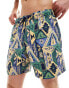 Фото #1 товара ASOS DESIGN swim shorts in mid length in abstract print in blue