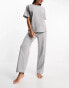 Фото #4 товара ASOS DESIGN mix & match cotton pyjama trouser in grey marl