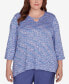 Фото #1 товара Plus Size Worth Avenue Space Dye Charm Neck Top