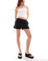 Фото #1 товара Monki heavy jersey shorts with curved hem in black