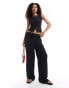 Фото #1 товара ASOS DESIGN low rise broderie wide leg trousers co ord in black